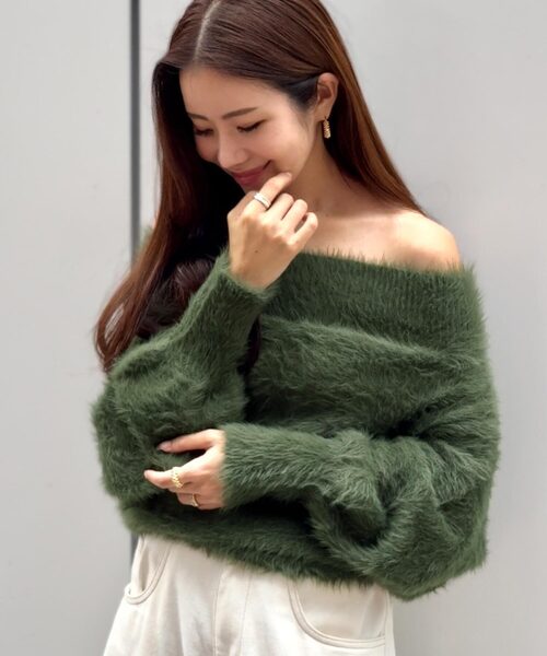 KOBE LETTUCE（コウベレタス）の「[ manaodaysさんコラボ ] マルチwayシャギーニットトップス（ニット/セーター・レディース・カーキ/オフホワイト/チャコール/ピンク・M/TM）」の4枚目の写真