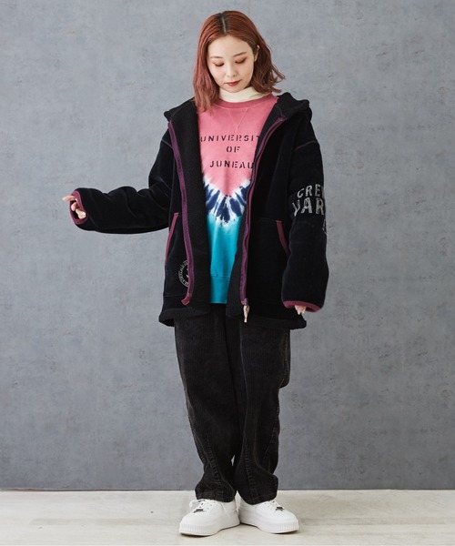 CUBE SUGAR(キューブシュガー)の「裏ボアベロアジップアップパーカージャケット(その他アウター・レディース・ナチュラル/マルチ/ブラック/グリーン・M)」の11枚目の写真