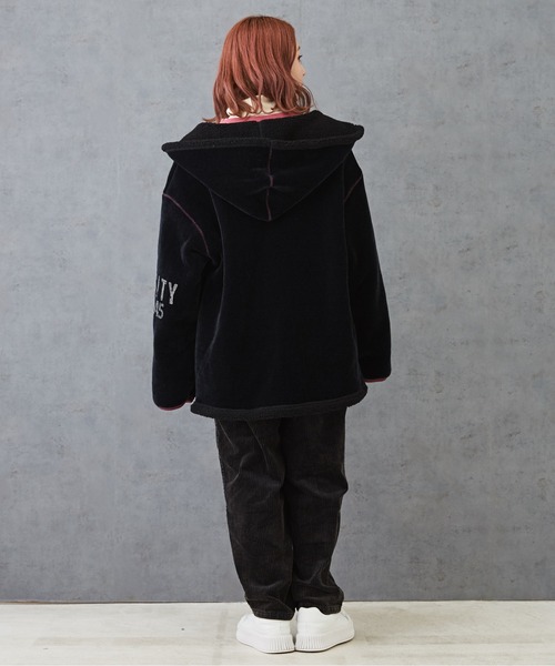 CUBE SUGAR(キューブシュガー)の「裏ボアベロアジップアップパーカージャケット(その他アウター・レディース・ナチュラル/マルチ/ブラック/グリーン・M)」の13枚目の写真