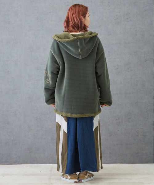 CUBE SUGAR(キューブシュガー)の「裏ボアベロアジップアップパーカージャケット(その他アウター・レディース・ナチュラル/マルチ/ブラック/グリーン・M)」の16枚目の写真