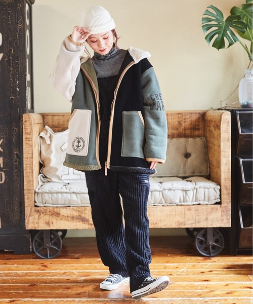 CUBE SUGAR(キューブシュガー)の「裏ボアベロアジップアップパーカージャケット(その他アウター・レディース・ナチュラル/マルチ/ブラック/グリーン・M)」の17枚目の写真