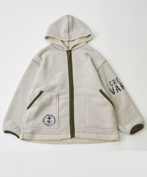 CUBE SUGAR(キューブシュガー)の「裏ボアベロアジップアップパーカージャケット(その他アウター・レディース・ナチュラル/マルチ/ブラック/グリーン・M)」の21枚目の写真