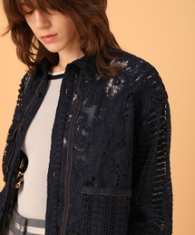 AULA AILA（アウラアイラ）の「デニムコンビネーションレースシャツ（デニムジャケット）」