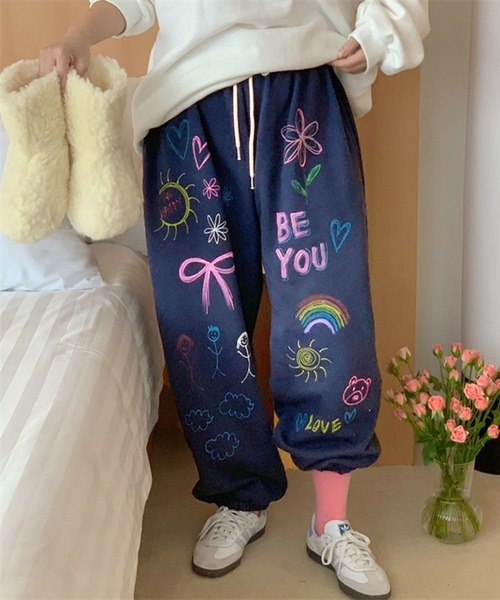 希少 ALBAROSA 升目柄 スウェット パンツ 長ズボン ロゴ スエット ◇LA ロゴ刺繍 スウェットパンツ◇[品番：OCGW0002551]｜ONE 4