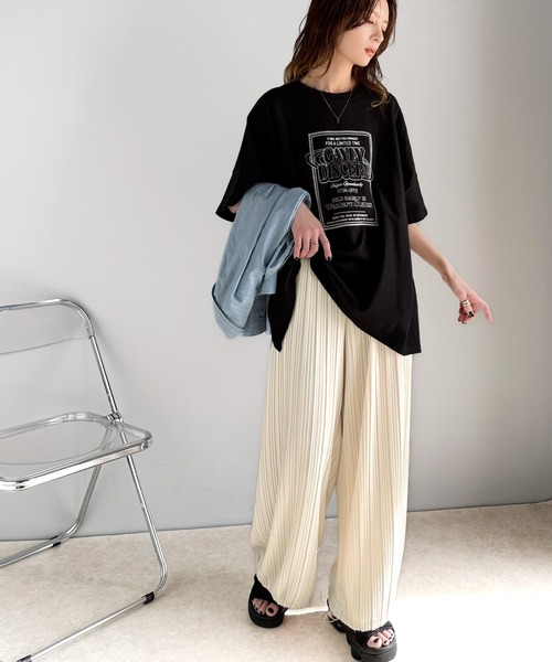 classicalelf(クラシカルエルフ)の「スタイルアップが叶う。2way裾ドロストプリーツ素材ワイドパンツ(その他パンツ・レディース・グレイッシュベージュ/アイボリー/ブラック・X-LARGE/LARGE/MEDIUM/SMALL)」の21枚目の写真
