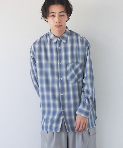 LOWRYS FARM(ローリーズファーム)の「オンブレチェックシャツLS 290884(シャツ/ブラウス・メンズ・アイボリー/ブルー・MEDIUM/LARGE)」の3枚目の写真
