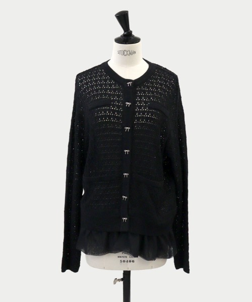 セール】リボンボタンレースカーディガン（カーディガン/ボレロ