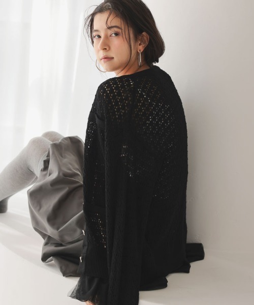 DONOBAN（ドノバン）の「リボンボタンレースカーディガン（カーディガン/ボレロ・レディース・ホワイト×ネイビー/ブラック/ホワイト・ONE）」の15枚目の写真