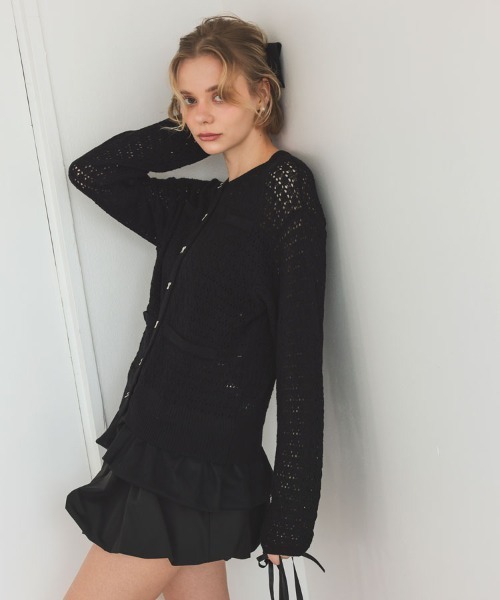 セール】リボンボタンレースカーディガン（カーディガン/ボレロ