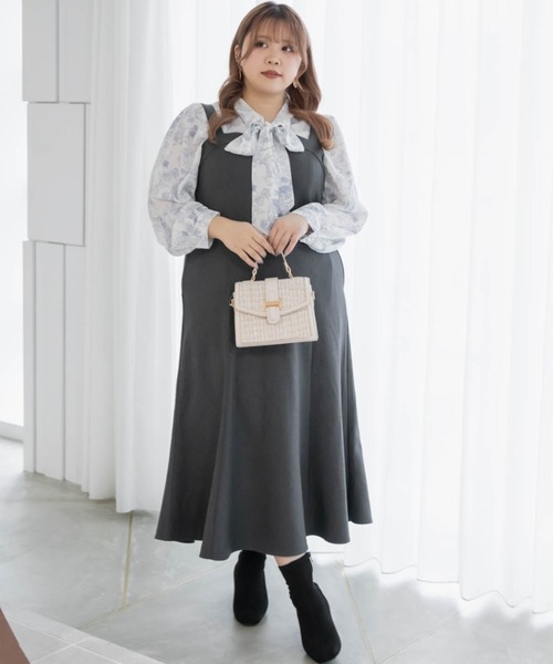 CLETTE(クレット)の「前後2WAY花柄リボンブラウス(シャツ/ブラウス・レディース・グレー/ブルー・4L/3L/LL)」の10枚目の写真