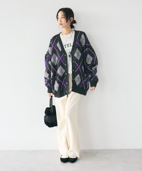 CRAFT STANDARD BOUTIQUE（クラフトスタンダードブティック）の「【ユニセックス】洗える/アーガイル柄カーディガン（カーディガン/ボレロ・レディース・アイボリー/ブラック/ブラウン/ブルー・L/M/XL）」の18枚目の写真