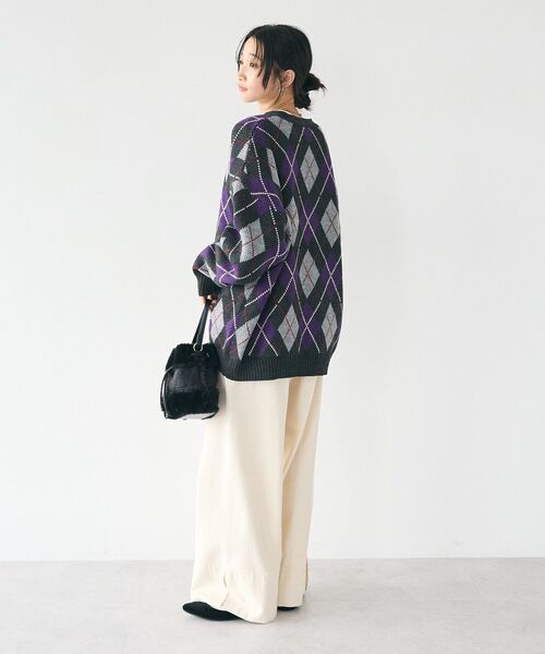 CRAFT STANDARD BOUTIQUE（クラフトスタンダードブティック）の「【ユニセックス】洗える/アーガイル柄カーディガン（カーディガン/ボレロ・レディース・アイボリー/ブラック/ブラウン/ブルー・L/M/XL）」の19枚目の写真