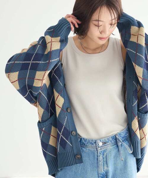 CRAFT STANDARD BOUTIQUE（クラフトスタンダードブティック）の「【ユニセックス】洗える/アーガイル柄カーディガン（カーディガン/ボレロ・レディース・アイボリー/ブラック/ブラウン/ブルー・L/M/XL）」の22枚目の写真