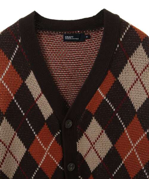 CRAFT STANDARD BOUTIQUE（クラフトスタンダードブティック）の「【ユニセックス】洗える/アーガイル柄カーディガン（カーディガン/ボレロ・レディース・アイボリー/ブラック/ブラウン/ブルー・L/M/XL）」の7枚目の写真