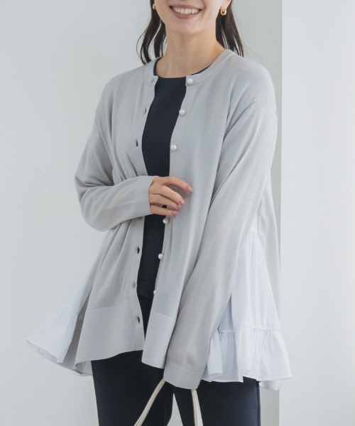 Sono(ソーノ)の「【新作 4/10発売】【SONO/ソーノ】〔ファンクショナル Knit〕サイドティアードフレアチュニックカーディガン(カーディガン/ボレロ・レディース・ネイビー/ブラック/ホワイト/ライトグレー・F)」の1枚目の写真