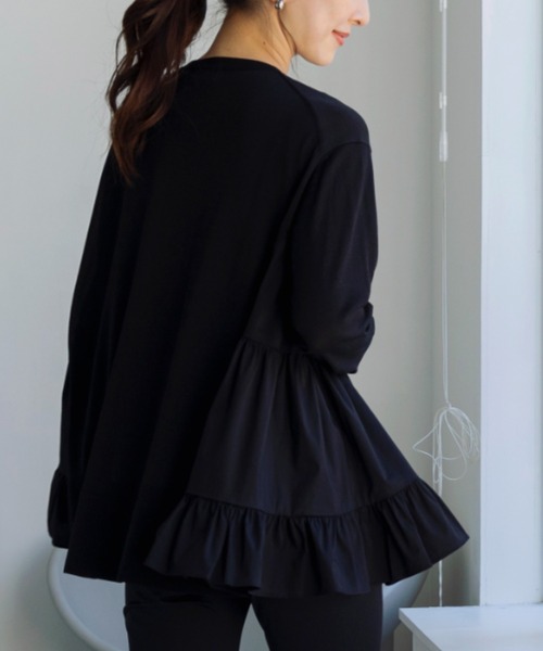 Sono(ソーノ)の「【新作 4/10発売】【SONO/ソーノ】〔ファンクショナル Knit〕サイドティアードフレアチュニックカーディガン(カーディガン/ボレロ・レディース・ネイビー/ブラック/ホワイト/ライトグレー・F)」の7枚目の写真
