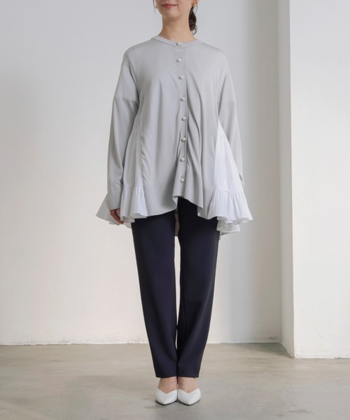 Sono(ソーノ)の「【新作 4/10発売】【SONO/ソーノ】〔ファンクショナル Knit〕サイドティアードフレアチュニックカーディガン(カーディガン/ボレロ・レディース・ネイビー/ブラック/ホワイト/ライトグレー・F)」の18枚目の写真