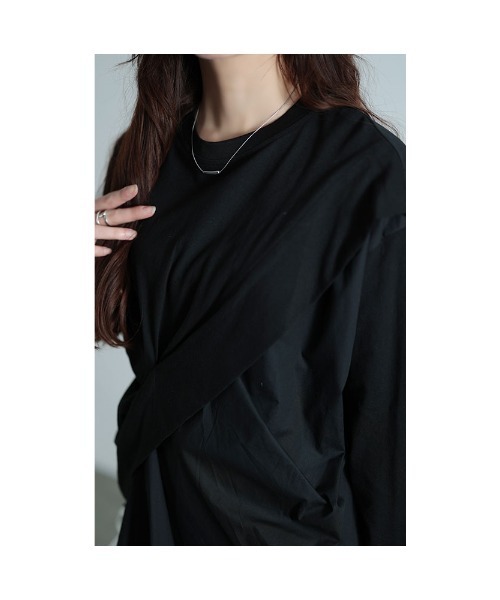 Sawa a la mode(サワアラモード)の「ドッキング変形カットソー(Tシャツ/カットソー・レディース・ブラック/カーキ/ホワイト・FREE)」の9枚目の写真