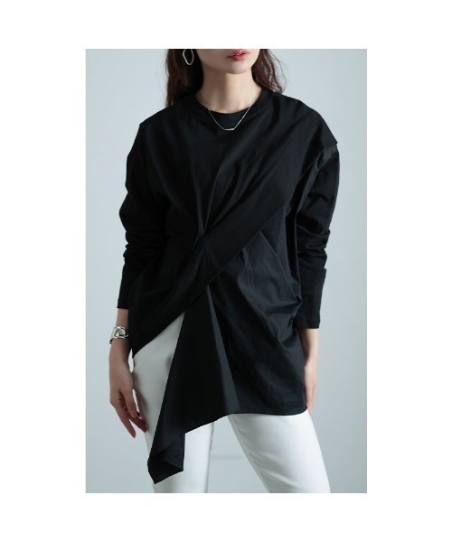 Sawa a la mode(サワアラモード)の「ドッキング変形カットソー(Tシャツ/カットソー・レディース・ブラック/カーキ/ホワイト・FREE)」の10枚目の写真