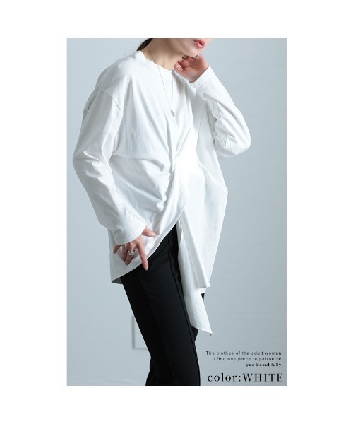Sawa a la mode(サワアラモード)の「ドッキング変形カットソー(Tシャツ/カットソー・レディース・ブラック/カーキ/ホワイト・FREE)」の11枚目の写真