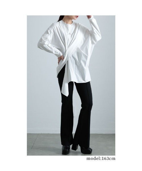 Sawa a la mode(サワアラモード)の「ドッキング変形カットソー(Tシャツ/カットソー・レディース・ブラック/カーキ/ホワイト・FREE)」の14枚目の写真