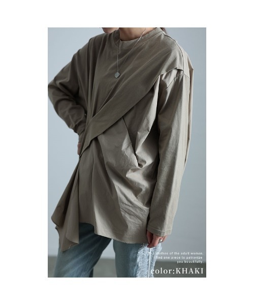 Sawa a la mode(サワアラモード)の「ドッキング変形カットソー(Tシャツ/カットソー・レディース・ブラック/カーキ/ホワイト・FREE)」の17枚目の写真