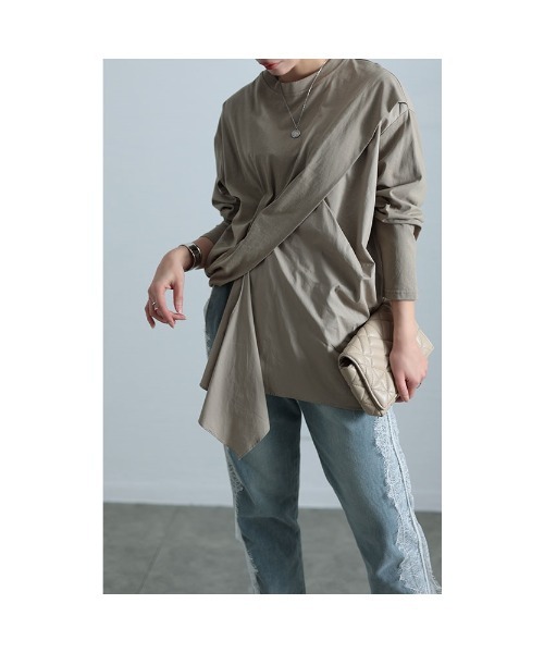 Sawa a la mode(サワアラモード)の「ドッキング変形カットソー(Tシャツ/カットソー・レディース・ブラック/カーキ/ホワイト・FREE)」の19枚目の写真