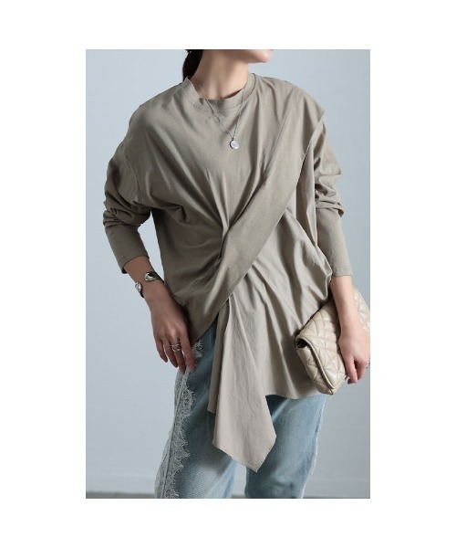 Sawa a la mode(サワアラモード)の「ドッキング変形カットソー(Tシャツ/カットソー・レディース・ブラック/カーキ/ホワイト・FREE)」の22枚目の写真