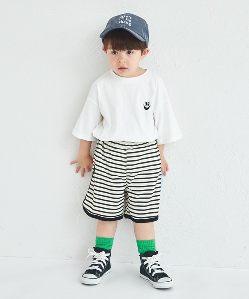 pairmanon（ペアマノン）の「【リンクコーデ】【ふんわりワッフル】ボーダーパイピングセットアップ（セットアップ・キッズ・ホワイト系その他/ブラック系その他/ピンク系その他/ブラウン/ピンク系その他2・150/110/100/130/140/90/120）」の15枚目の写真