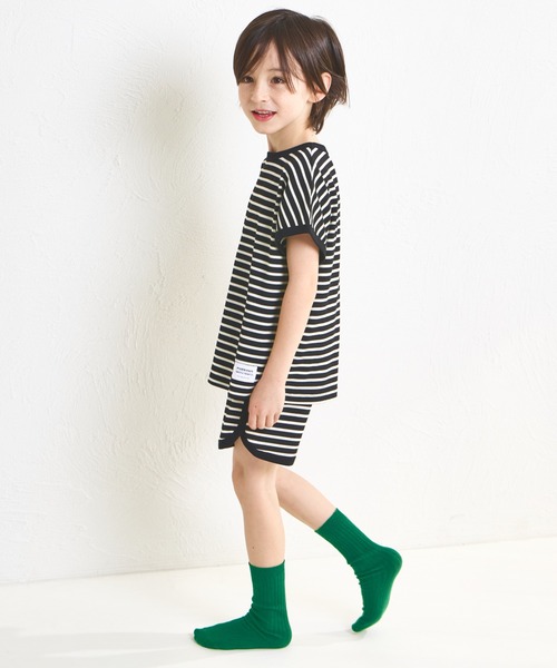 pairmanon（ペアマノン）の「【リンクコーデ】【ふんわりワッフル】ボーダーパイピングセットアップ（セットアップ・キッズ・ホワイト系その他/ブラック系その他/ピンク系その他/ブラウン/ピンク系その他2・150/110/100/130/140/90/120）」の21枚目の写真