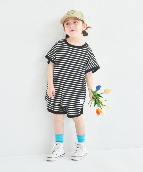 pairmanon（ペアマノン）の「【リンクコーデ】【ふんわりワッフル】ボーダーパイピングセットアップ（セットアップ・キッズ・ホワイト系その他/ブラック系その他/ピンク系その他/ブラウン/ピンク系その他2・150/110/100/130/140/90/120）」の17枚目の写真