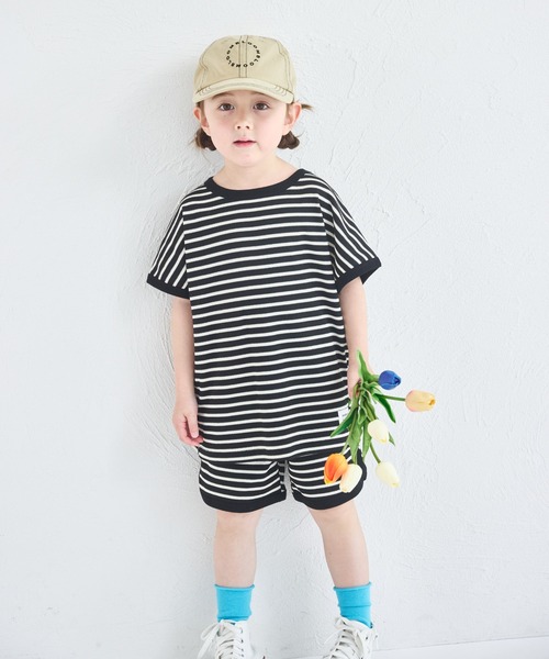 pairmanon（ペアマノン）の「【リンクコーデ】【ふんわりワッフル】ボーダーパイピングセットアップ（セットアップ・キッズ・ホワイト系その他/ブラック系その他/ピンク系その他/ブラウン/ピンク系その他2・150/110/100/130/140/90/120）」の19枚目の写真