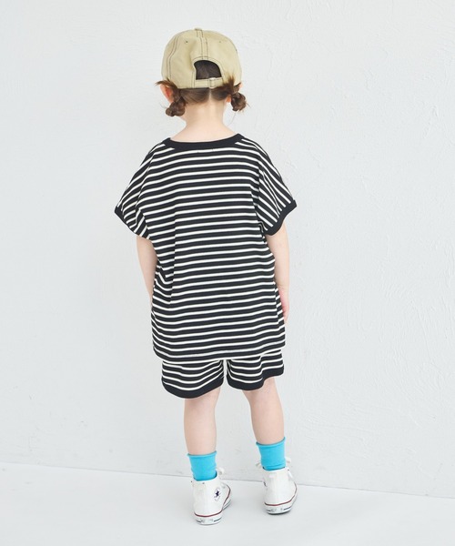 pairmanon（ペアマノン）の「【リンクコーデ】【ふんわりワッフル】ボーダーパイピングセットアップ（セットアップ・キッズ・ホワイト系その他/ブラック系その他/ピンク系その他/ブラウン/ピンク系その他2・150/110/100/130/140/90/120）」の20枚目の写真