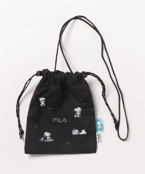 PEANUTS(ピーナッツ)の「【FILA】PEANUTS ドローストリングミニショルダーバッグ/ピーナッツコラボ(ショルダーバッグ・レディース・ブラック/ホワイト・FREE)」の2枚目の写真