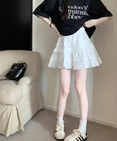 paravion（パラビオン）の「ティアードミニコットンスカート（スカート・レディース・ホワイト/ブラック・FREE）」の8枚目の写真