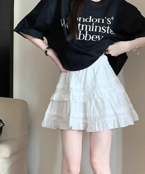 paravion（パラビオン）の「ティアードミニコットンスカート（スカート・レディース・ホワイト/ブラック・FREE）」の9枚目の写真