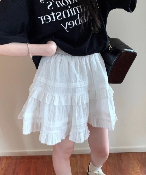 paravion（パラビオン）の「ティアードミニコットンスカート（スカート・レディース・ホワイト/ブラック・FREE）」の10枚目の写真
