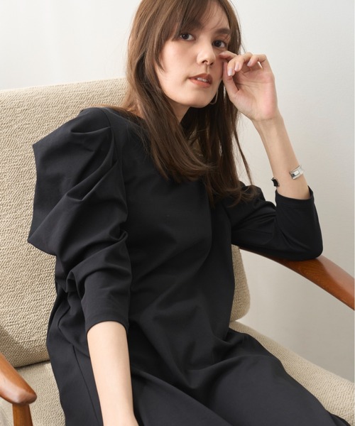 Mila Owen(ミラオーウェン)の「デザインスリーブナローカットワンピース【ウォッシャブル】(ワンピース・レディース・オリーブ/ブラック/ライトピンク・0/1)」の17枚目の写真