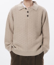 Adoon plain（アドーンプレーン）の「JACQUARD KNIT POLO / ジャガード編みニットポロ（ニット/セーター）」