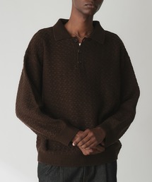 Adoon plain（アドーンプレーン）の「JACQUARD KNIT POLO / ジャガード編みニットポロ（ニット/セーター）」