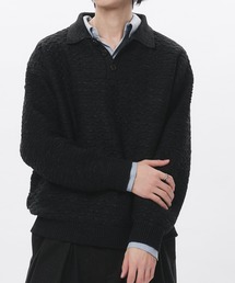 Adoon plain（アドーンプレーン）の「JACQUARD KNIT POLO / ジャガード編みニットポロ（ニット/セーター）」