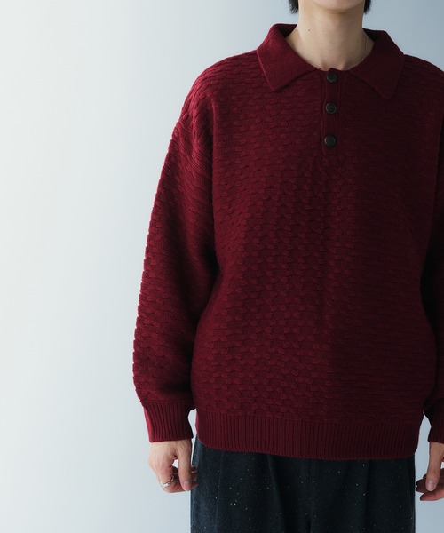 JACQUARD KNIT POLO / ジャガード編みニットポロ（ニット