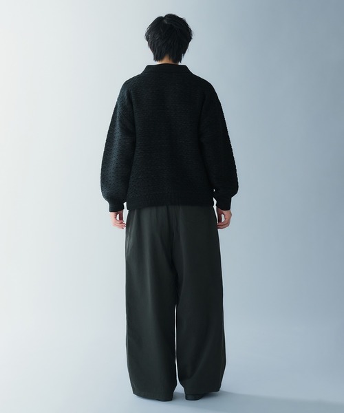 Adoon plain（アドーンプレーン）の「JACQUARD KNIT POLO / ジャガード編みニットポロ（ニット/セーター・メンズ・ブラック/ブルー/ボルドー・LARGE/MEDIUM）」の7枚目の写真