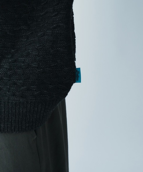 Adoon plain（アドーンプレーン）の「JACQUARD KNIT POLO / ジャガード編みニットポロ（ニット/セーター・メンズ・ブラック/ブルー/ボルドー・LARGE/MEDIUM）」の20枚目の写真