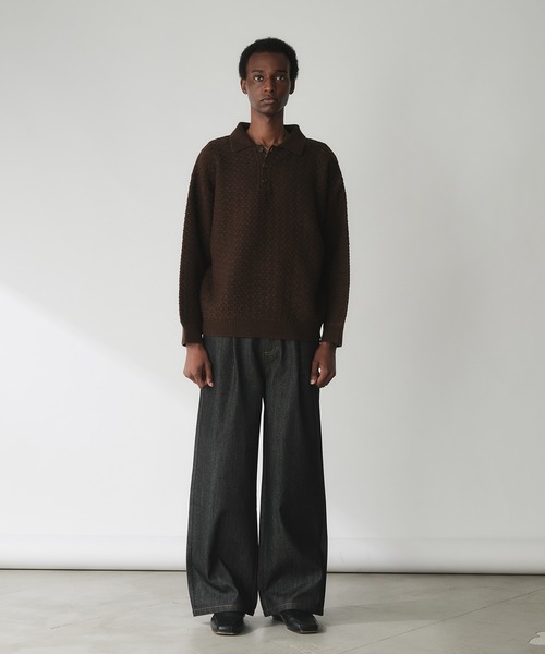 セール】JACQUARD KNIT POLO / ジャガード編みニットポロ（ニット