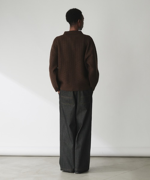 セール】JACQUARD KNIT POLO / ジャガード編みニットポロ（ニット