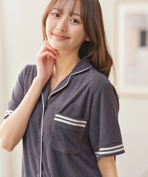 セール】【接触冷感】ひんやりとろけるパイルシャツパジャマ（ルーム