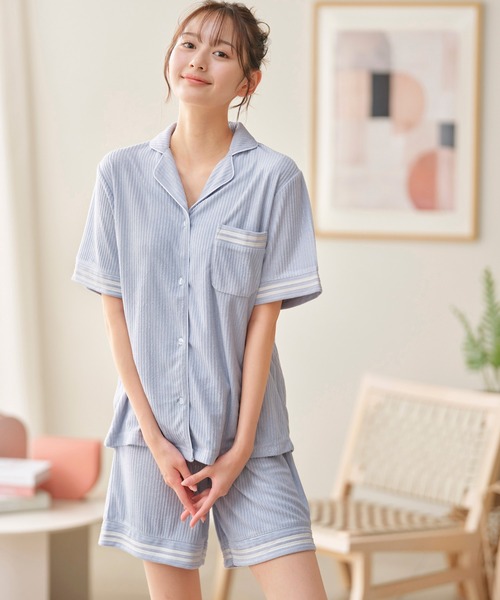 セール】【接触冷感】ひんやりとろけるパイルシャツパジャマ（ルーム