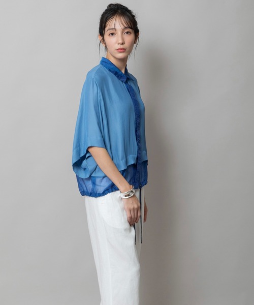 新品未使用タグ付　Munich/オーガンジー×ラッフルリブドッキングブルゾン Munich｜オーガンジー*ラッフルリブドッキングブルゾン