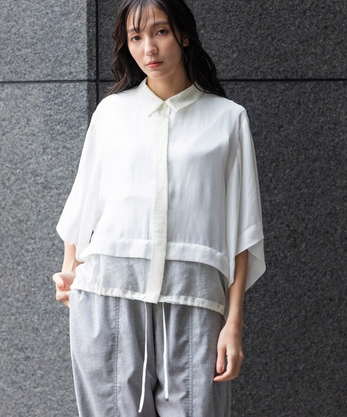 新品未使用タグ付　Munich/オーガンジー×ラッフルリブドッキングブルゾン オーガンジー×ラッフルリブドッキングブルゾン | Munich(ミュー